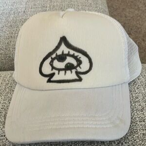 White Trucker Hat with Eye Designed by me